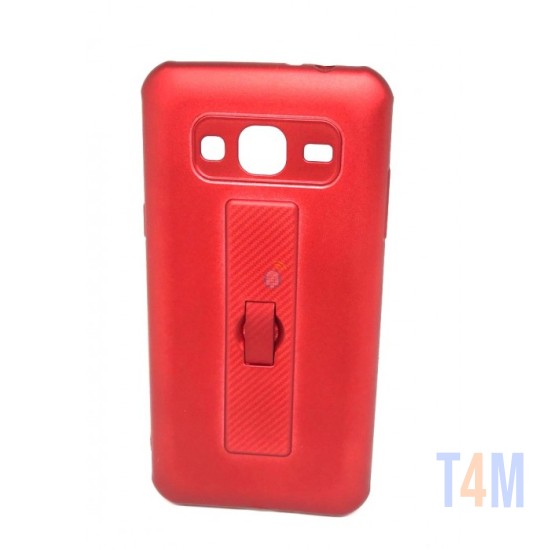 CAPA DE SILICONE MOTOMO COM ANEL DE DEDO PARA SAMSUNG J320 RED